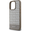DKNY PU Leather Repeat Pattern Bottom Stripe MagSafe Case for iPhone 16 Pro Brown - (DKHMP16LPSOSPW)