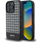 DKNY PU Leather Repeat Pattern Bottom Stripe MagSafe Case for iPhone 16 Pro Max Black - (DKHMP16XPSOSPK)