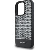 DKNY PU Leather Repeat Pattern Bottom Stripe MagSafe Case for iPhone 16 Pro Max Black - (DKHMP16XPSOSPK)