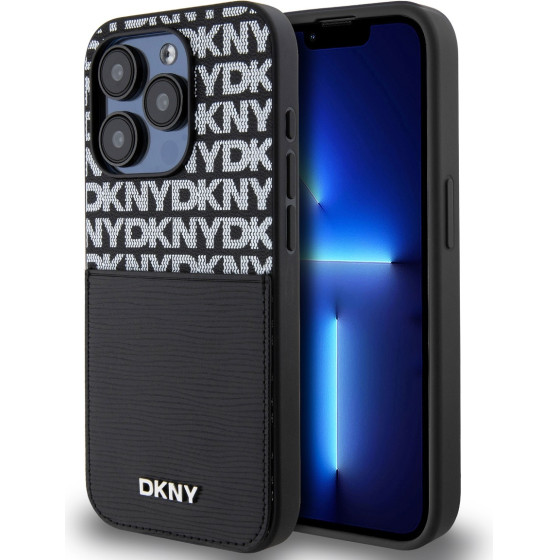 DKNY PU Leather Repeat Pattern Card Pocket Case for iPhone 14 Pro Max Black - (DKHCP14XPCRTHLK)