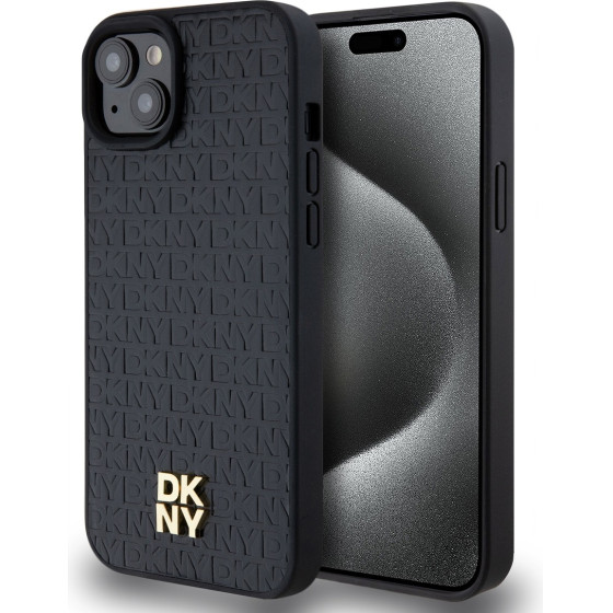 DKNY PU Leather Repeat Pattern Stack Logo MagSafe Case for iPhone 13 Black - (DKHMP13MPSHRPSK)