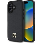 DKNY PU Leather Repeat Pattern Stack Logo MagSafe Case for iPhone 16 Plus Black - (DKHMP16MPSHRPSK)