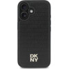 DKNY PU Leather Repeat Pattern Stack Logo MagSafe Case for iPhone 16 Plus Black - (DKHMP16MPSHRPSK)