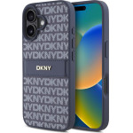 DKNY PU Leather Repeat Pattern Tonal Stripe Case for iPhone 16 Blue - (DKHCP16SPRTHSLB)