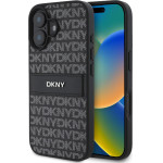DKNY PU Leather Repeat Pattern Tonal Stripe Case for iPhone 16 Plus Black - (DKHCP16MPRTHSLK)