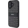 DKNY PU Leather Repeat Pattern Tonal Stripe Case for iPhone 16 Plus Black - (DKHCP16MPRTHSLK)