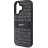 DKNY PU Leather Repeat Pattern Tonal Stripe Case for iPhone 16 Plus Black - (DKHCP16MPRTHSLK)