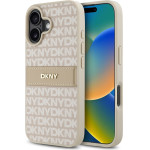 DKNY PU Leather Repeat Pattern Tonal Stripe Case for iPhone 16 Plus Pink - (DKHCP16MPRTHSLP)