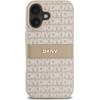 DKNY PU Leather Repeat Pattern Tonal Stripe Case for iPhone 16 Plus Pink - (DKHCP16MPRTHSLP)