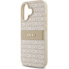 DKNY PU Leather Repeat Pattern Tonal Stripe Case for iPhone 16 Plus Pink - (DKHCP16MPRTHSLP)