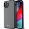 DKNY PU Leather Silver Metal Logo Magsafe Case for iPhone 12/12 Pro Grey - (DKHMP12MPGHLMS)