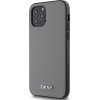 DKNY PU Leather Silver Metal Logo Magsafe Case for iPhone 12/12 Pro Grey - (DKHMP12MPGHLMS)
