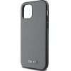 DKNY PU Leather Silver Metal Logo Magsafe Case for iPhone 12/12 Pro Grey - (DKHMP12MPGHLMS)