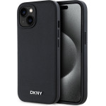 DKNY PU Leather Silver Metal Logo Magsafe Case for iPhone 14 Black - (DKHMP14SPGHLMK)
