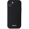 DKNY PU Leather Silver Metal Logo Magsafe Case for iPhone 14 Black - (DKHMP14SPGHLMK)
