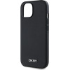 DKNY PU Leather Silver Metal Logo Magsafe Case for iPhone 14 Black - (DKHMP14SPGHLMK)