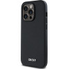 DKNY PU Leather Silver Metal Logo Magsafe Case for iPhone 14 Pro Black - (DKHMP14LPGHLMK)