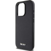 DKNY PU Leather Silver Metal Logo Magsafe Case for iPhone 15 Pro Black - (DKHMP15LPGHLMK)