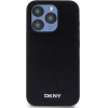 DKNY PU Leather Silver Metal Logo Magsafe Case for iPhone 15 Pro Max Black - (DKHMP15XPGHLMK)