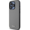 DKNY PU Leather Silver Metal Logo Magsafe Case for iPhone 15 Pro Max Grey - (DKHMP15XPGHLMS)
