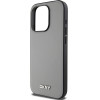 DKNY PU Leather Silver Metal Logo Magsafe Case for iPhone 15 Pro Max Grey - (DKHMP15XPGHLMS)