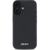 DKNY PU Leather Silver Metal Logo Magsafe Case for iPhone 16 Plus Black - (DKHMP16MPGHLMK)