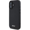 DKNY PU Leather Silver Metal Logo Magsafe Case for iPhone 16 Plus Black - (DKHMP16MPGHLMK)