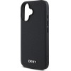 DKNY PU Leather Silver Metal Logo Magsafe Case for iPhone 16 Plus Black - (DKHMP16MPGHLMK)