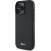 DKNY PU Leather Silver Metal Logo Magsafe Case for iPhone 16 Pro Black - (DKHMP16LPGHLMK)