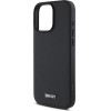 DKNY PU Leather Silver Metal Logo Magsafe Case for iPhone 16 Pro Max Black - (DKHMP16XPGHLMK)