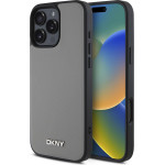 DKNY PU Leather Silver Metal Logo Magsafe Case for iPhone 16 Pro Max Grey - (DKHMP16XPGHLMS)