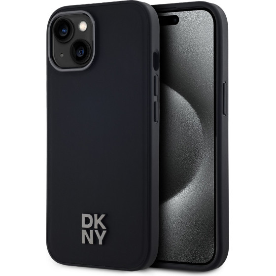 DKNY PU Leather Stack Logo Magsafe Case for iPhone 15 Black - (DKHMP15SPSMCSLK)