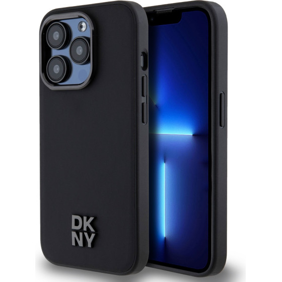 DKNY PU Leather Stack Logo Magsafe Case for iPhone 15 Pro Black - (DKHMP15LPSMCSLK)