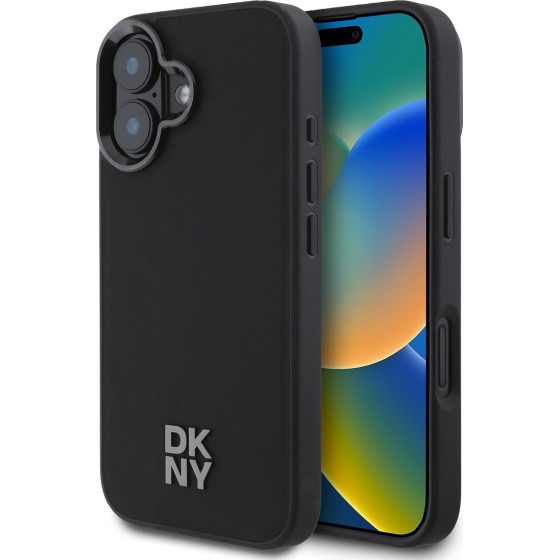 DKNY PU Leather Stack Logo Magsafe Case for iPhone 16 Black - (DKHMP16SPSMCSLK)
