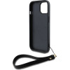 DKNY PU Leather Stack Logo Wrist Strap Case for iPhone 13 Black - (DKHCP13MPBSWSK)