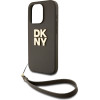 DKNY PU Leather Stack Logo Wrist Strap Case for iPhone 14 Pro Brown - (DKHCP14LPBSWSA)