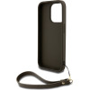 DKNY PU Leather Stack Logo Wrist Strap Case for iPhone 14 Pro Brown - (DKHCP14LPBSWSA)