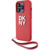 DKNY PU Leather Stack Logo Wrist Strap Case for iPhone 14 Pro Red - (DKHCP14LPBSWSP)