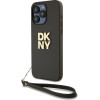 DKNY PU Leather Stack Logo Wrist Strap Case for iPhone 15 Pro Max Brown - (DKHCP15XPBSWSA)