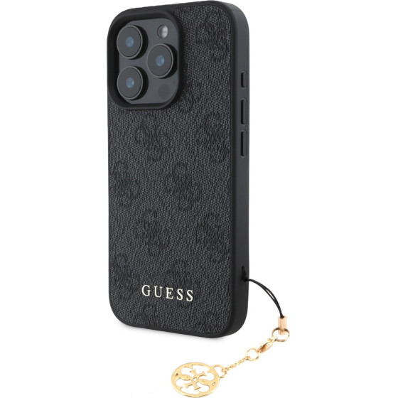 GUESS 4G Charm Case for iPhone 16 Pro Max Tone on Tone Grey - (GUHCP16XGF4GCK)