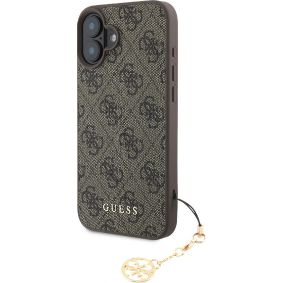 GUESS 4G Charm Case for iPhone 16 Tone on Tone Brown - (GUHCP16SGF4GCW)