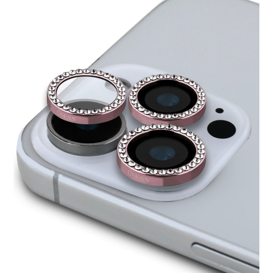 GUESS Fixed Glitter Protective Lens for iPhone 16 Pro/16 Pro Max Pink - (GUCL163SGGP)
