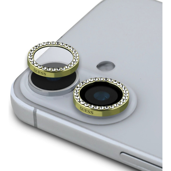 GUESS Fixed Glitter Protective Lens for iPhone 16/16 Plus Gold - (GUCL162SGGD)