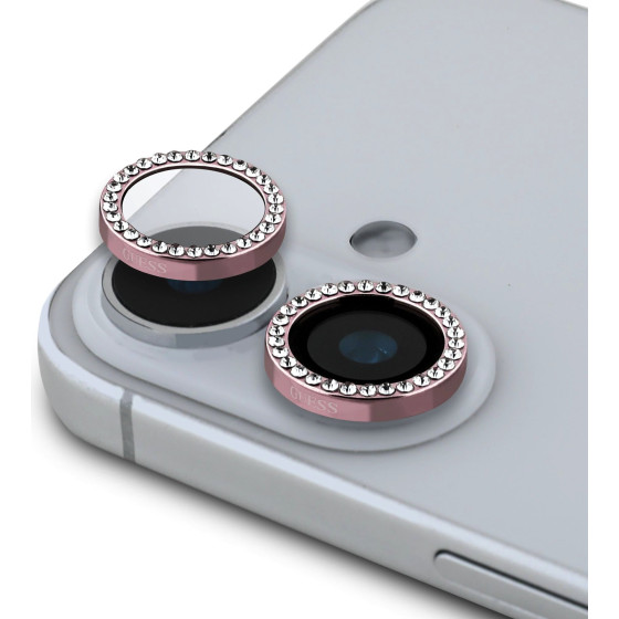 GUESS Fixed Glitter Protective Lens for iPhone 16/16 Plus Pink - (GUCL162SGGP)