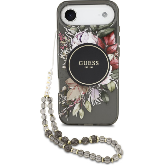 GUESS IML Flowers Strap MagSafe Case for iPhone Air Black - (GUHMP17MHFWBRCESK)
