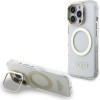 GUESS IML Gold Outline Stand Camera Frame MagSafe Case for iPhone 16 Pro Max Transparent - (GUHMP16XHTRMSFD)