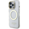 GUESS IML Gold Outline Stand Camera Frame MagSafe Case for iPhone 16 Pro Max Transparent - (GUHMP16XHTRMSFD)