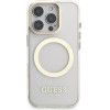 GUESS IML Gold Outline Stand Camera Frame MagSafe Case for iPhone 16 Pro Max Transparent - (GUHMP16XHTRMSFD)