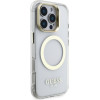GUESS IML Gold Outline Stand Camera Frame MagSafe Case for iPhone 16 Pro Max Transparent - (GUHMP16XHTRMSFD)