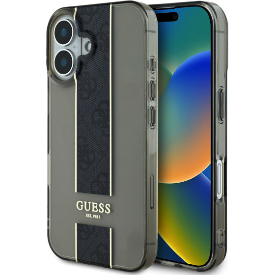 GUESS IML Middle 4G Stripe Case for iPhone 16 Black - (GUHCP16SHS4PPK)